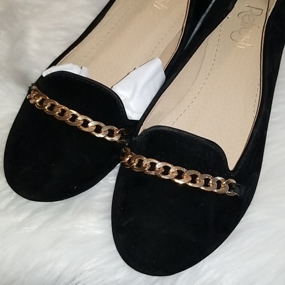 👣REFRESH❤️🧡 Stacy-02 Black Faux Suede Chain Detail🧡❤️ - Picture 13 of 13